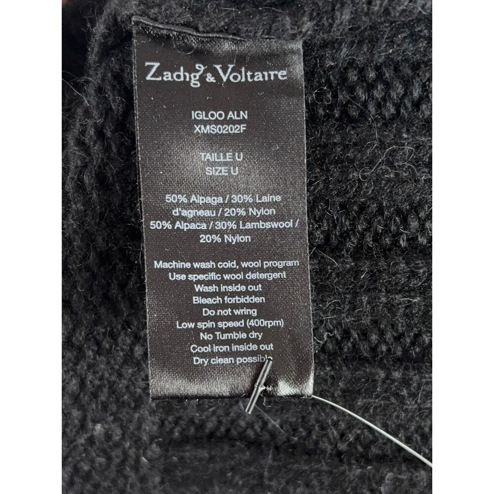 B45 Zadig & Voltaire Hoodie Cardigan Sweater Bird Fringe Alpaca Wool OS Grunge - Picture 6 of 7